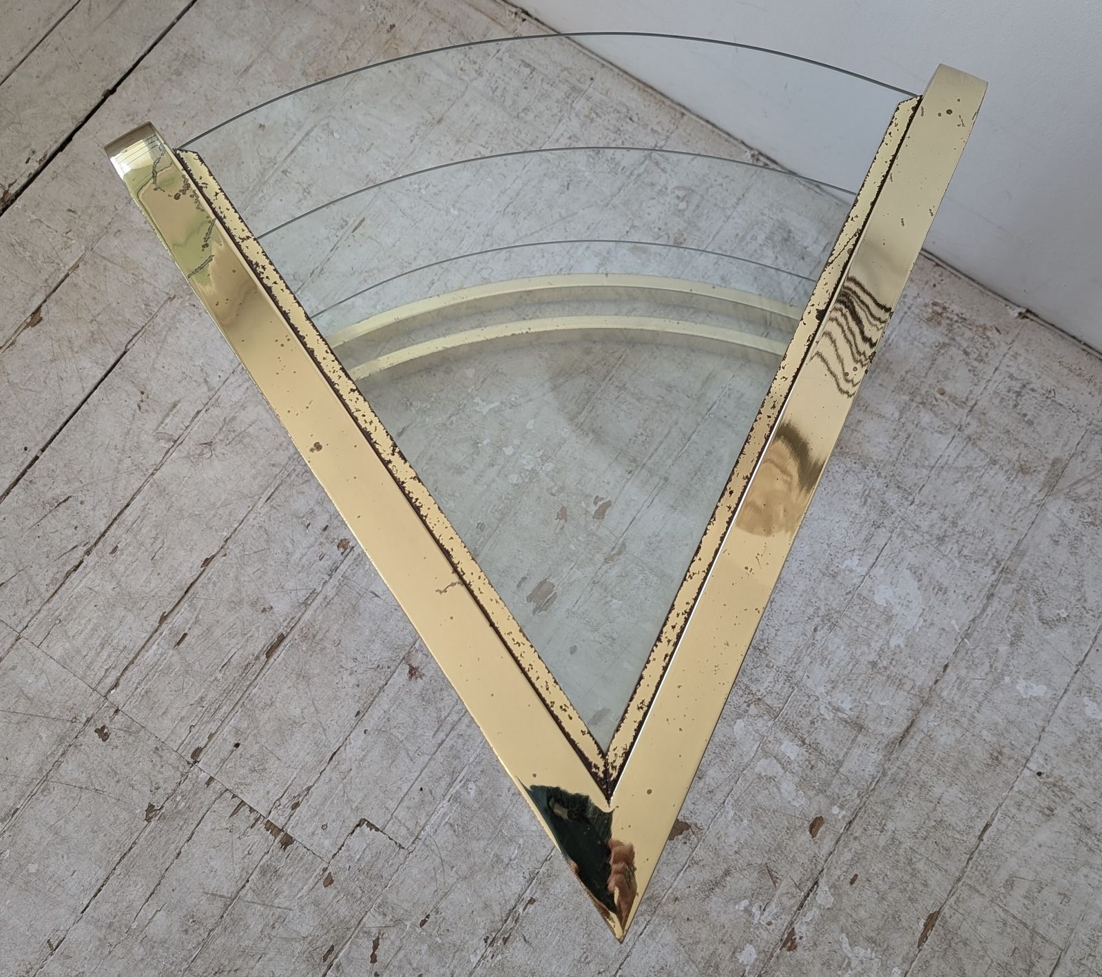 photo for sale Rare Vintage Swivelling Three Tier Brass & Glass Coffee Table By Design Institute Of America, USA 1970s / 1980s