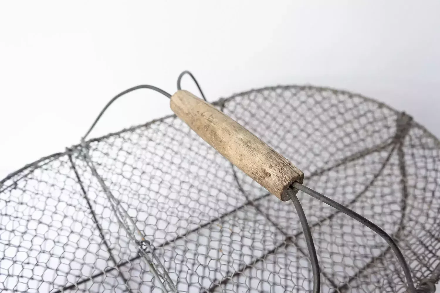 Large French Antique Wire Escargot Collecting Basket With Lid Flower Forage Trug photo buy