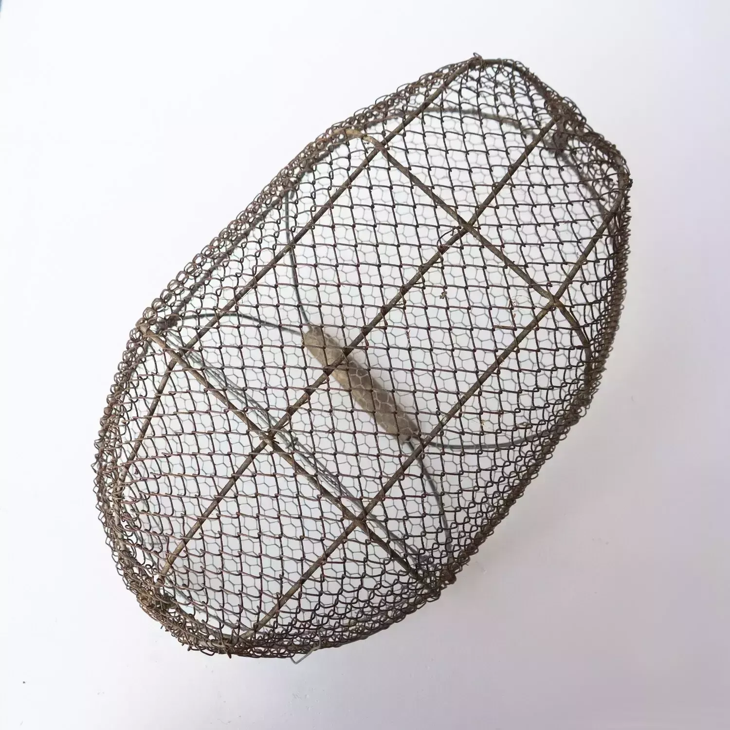 photo for sale Large French Antique Wire Escargot Collecting Basket With Lid Flower Forage Trug