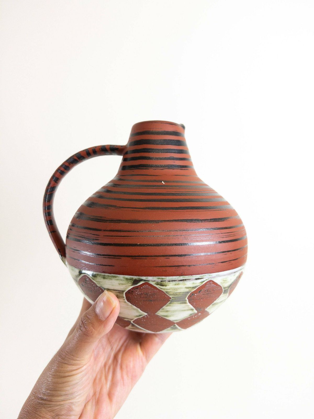 Earthy Dümler And Breiden Vase With Handle, 388 16   West German Pottery   Mid Century Modern Vase photo furniture
