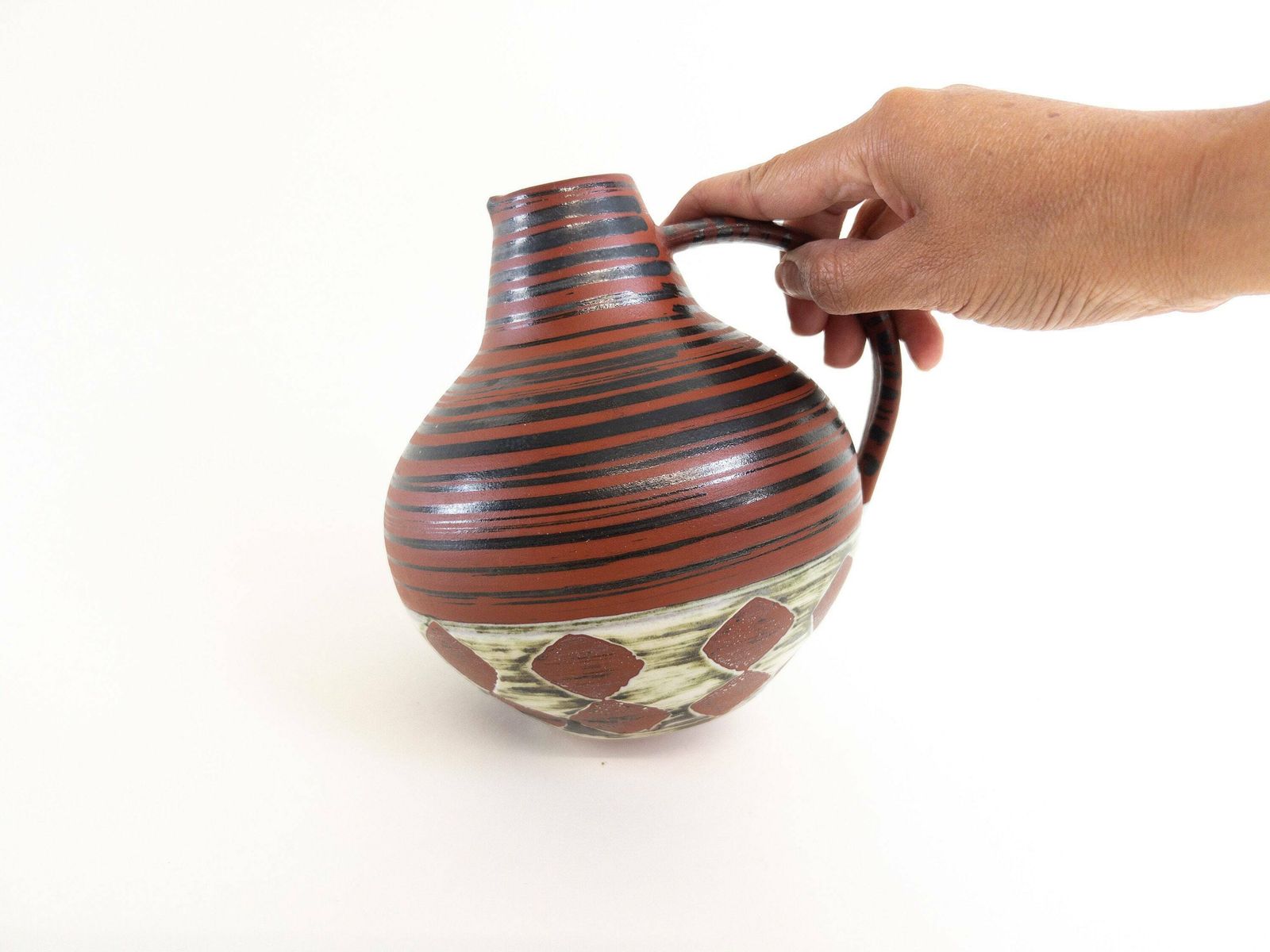 Earthy Dümler And Breiden Vase With Handle, 388 16   West German Pottery   Mid Century Modern Vase photo for sale