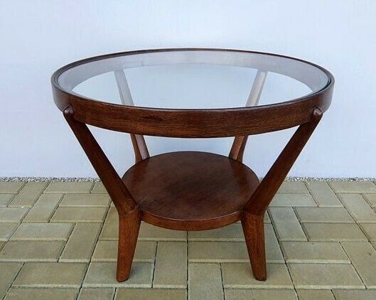 Coffee Table In Oak By Kropaček & Kozelka, Czech Mid Century 1940s photo vinterior
