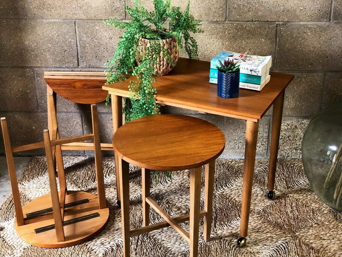 Vintage Teak Nest Of Four Danish Coffee/End/Plant Tables By Poul Hundevad For Novy Domov, 1960s photo furniture