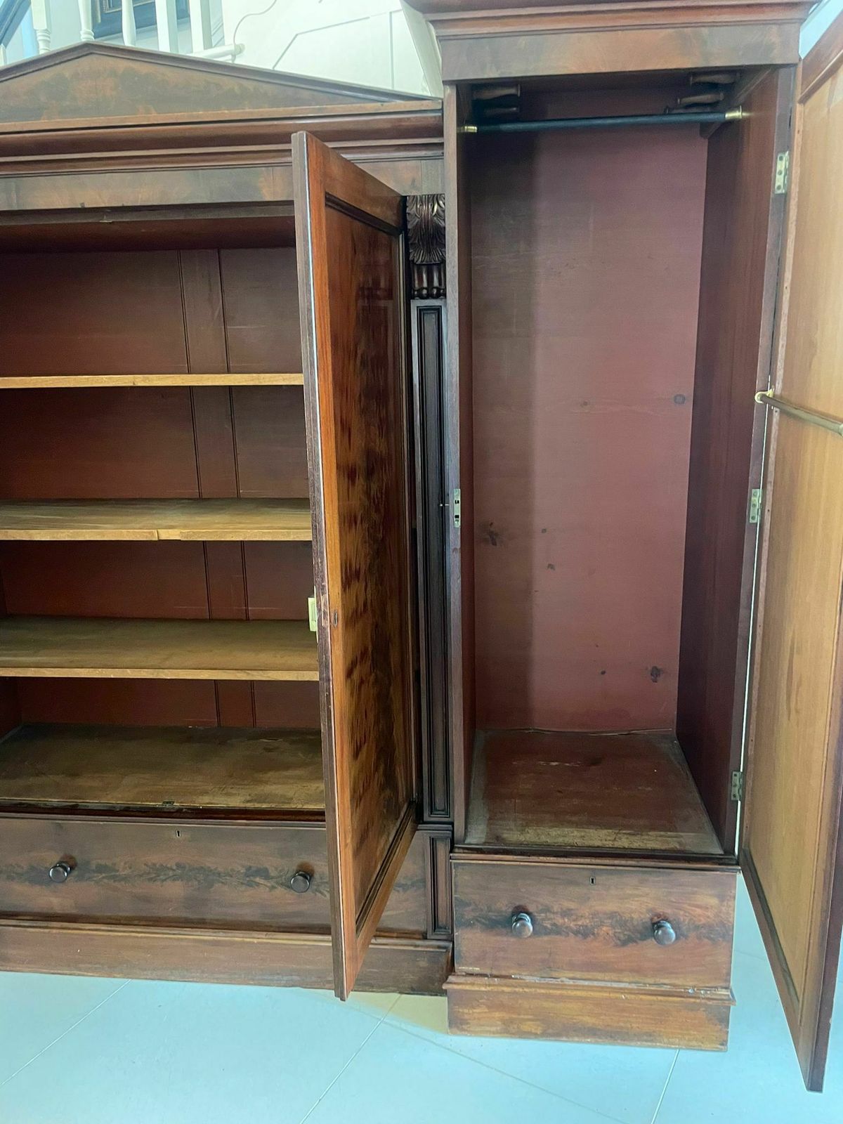 Outstanding Quality Large 19th Century Antique Figured Mahogany Wardrobe photo for sale