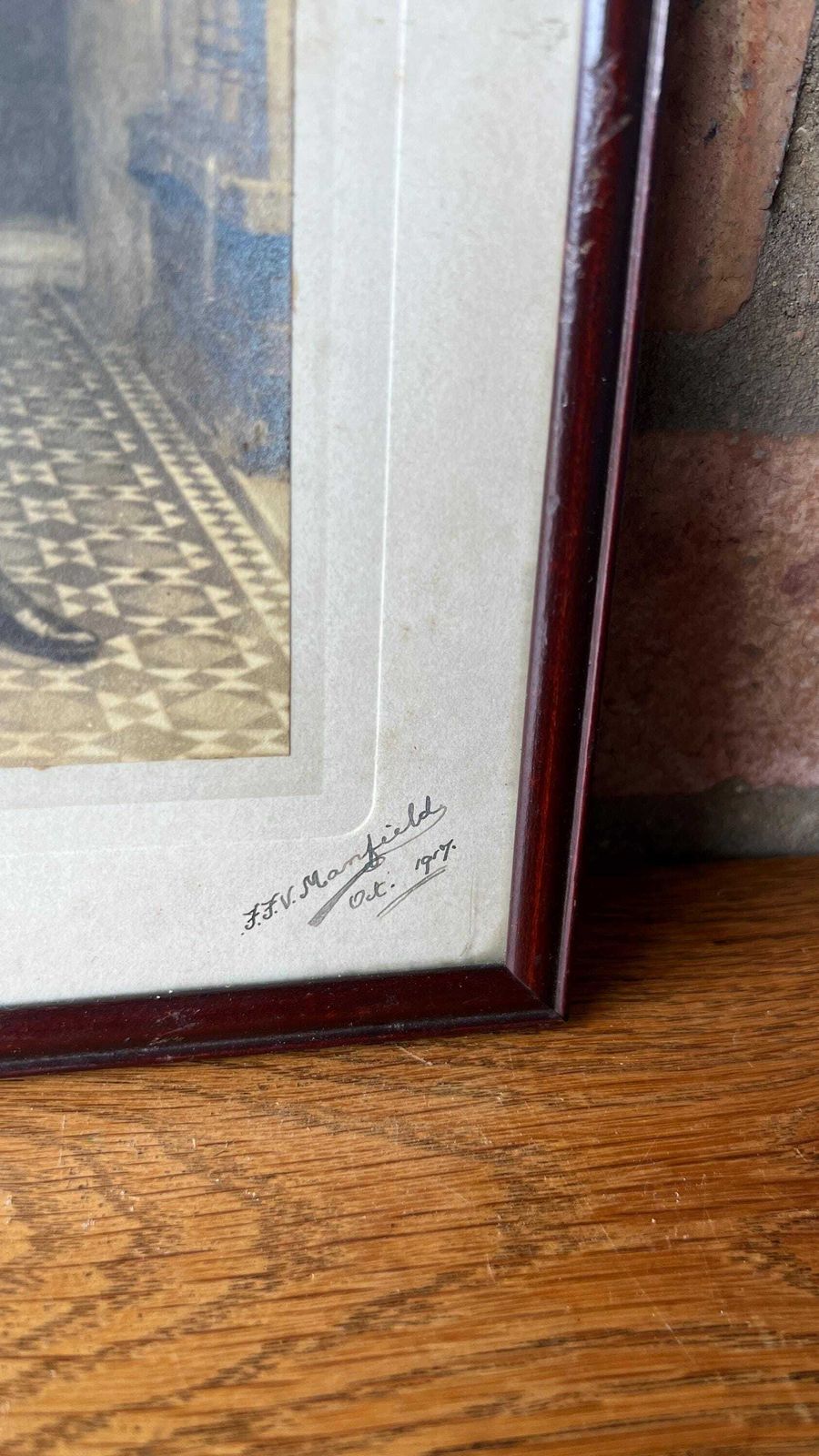 Antique Photograph Of A Gentleman Signed F. F. V. Manfield, Oct 1917 photo furniture