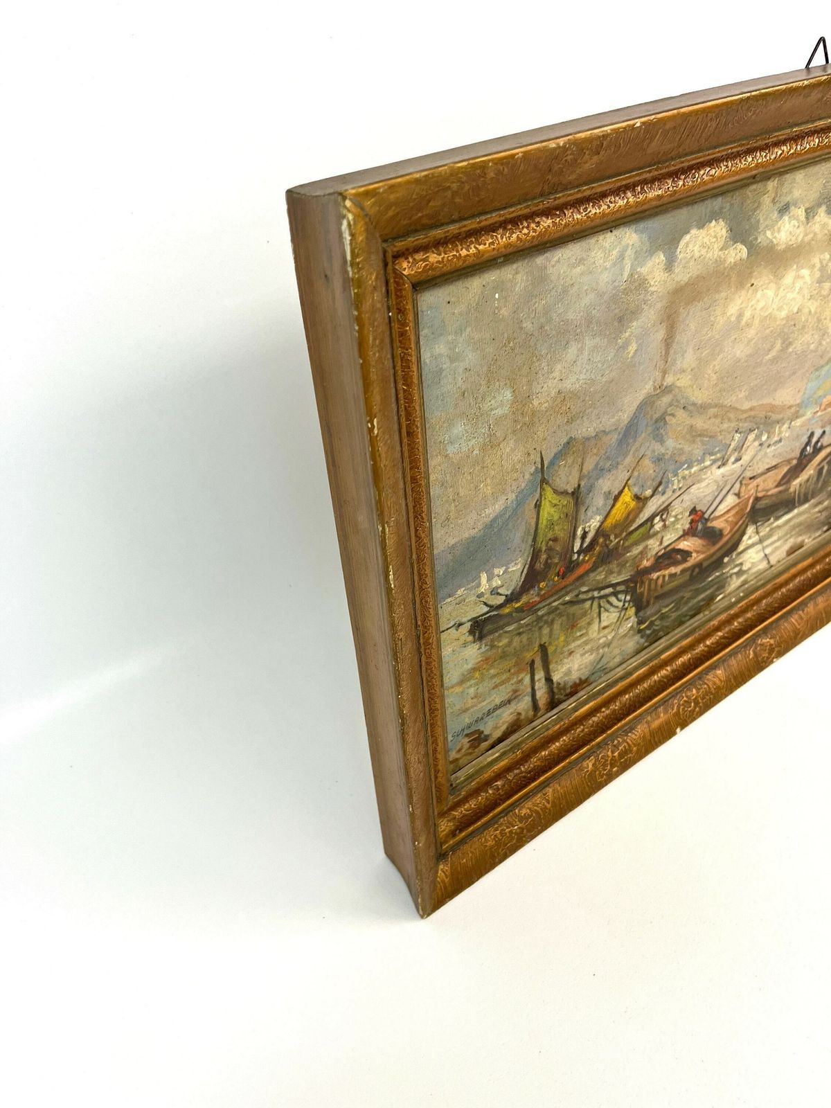 Antique Oil Painting Smoking Vesuv Vulcano Gulf Of Naples By A. Schwarzbeck About 1880 photo buy