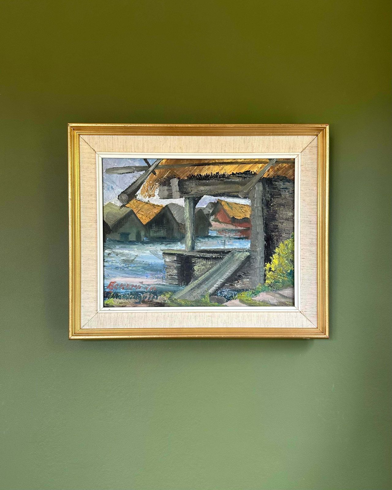 "The Storm" Oil On Board photo vintage