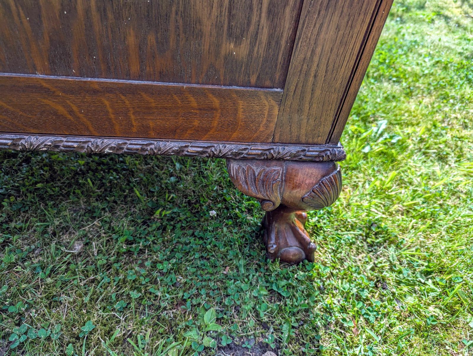 Early 19th C Oak Ball&Claw Feet Bureau Write Desk Secret Draw 0239. photo for sale