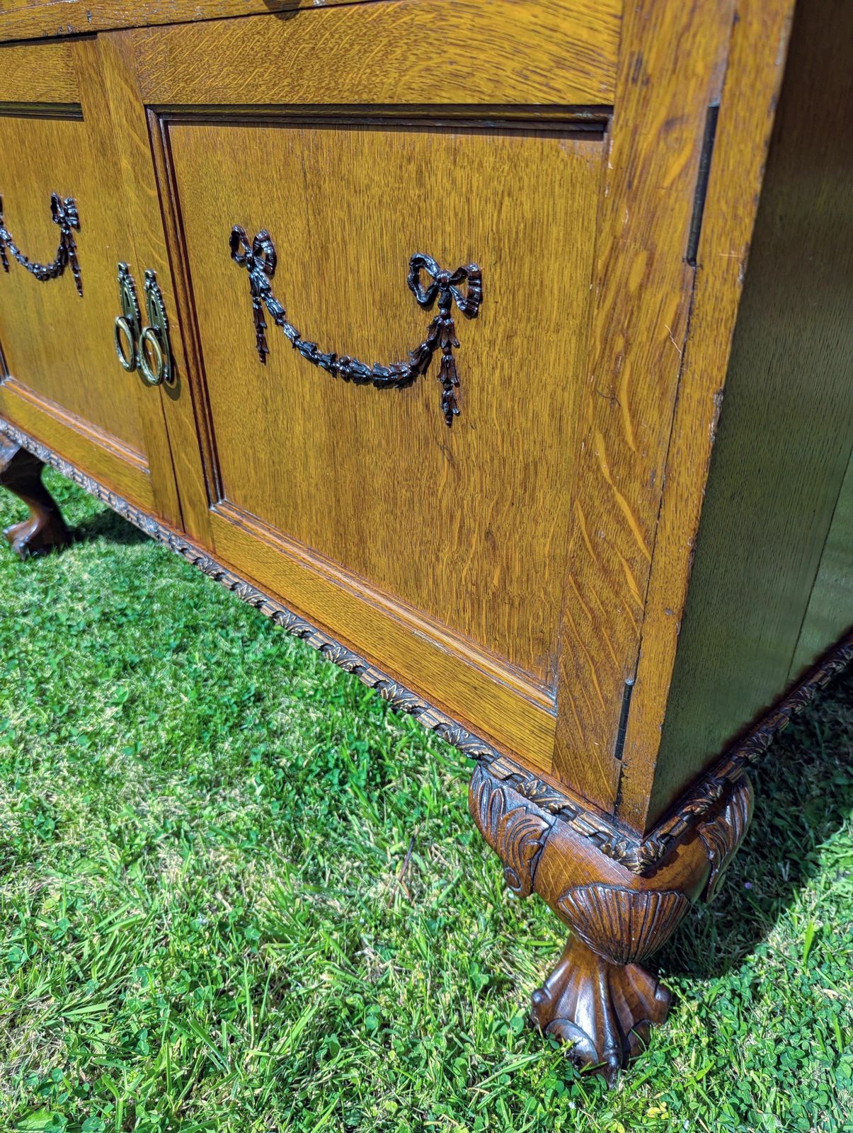 Early 19th C Oak Ball&Claw Feet Bureau Write Desk Secret Draw 0239. photo Furniture