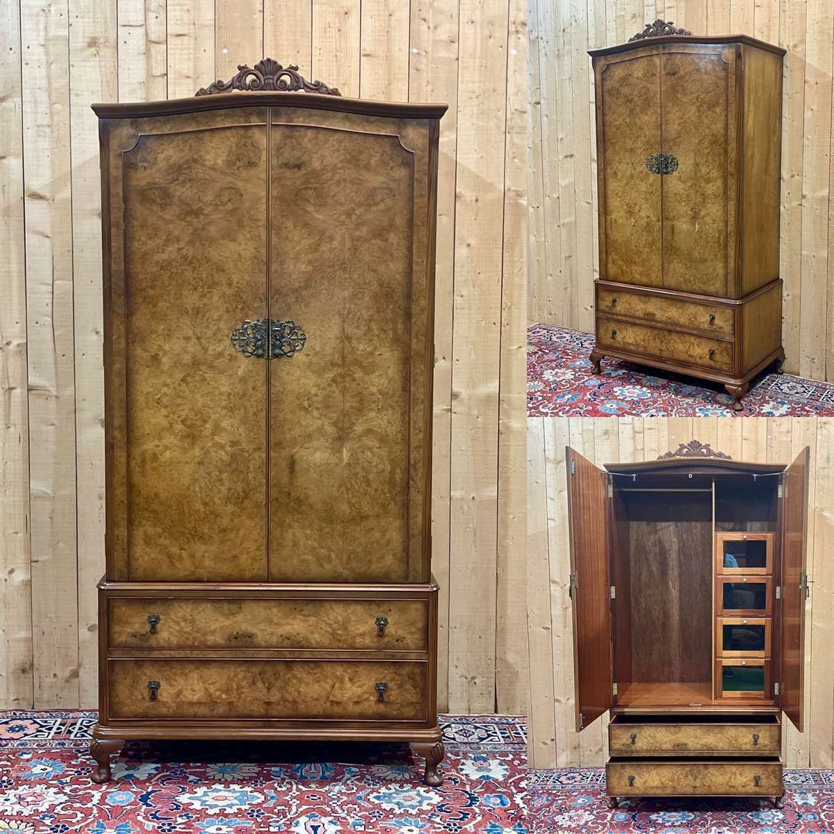 English Walnut Burr Cabinet, Work From The 1950s