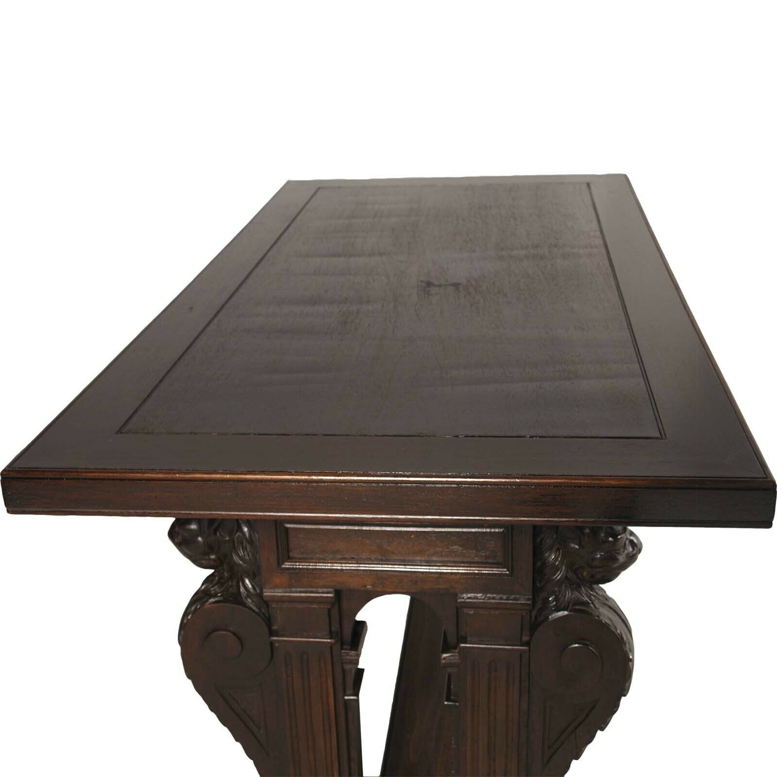 Late 19th Venetian Writing Desk Hand Carved Walnut By Testolini & Salviati photo for sale