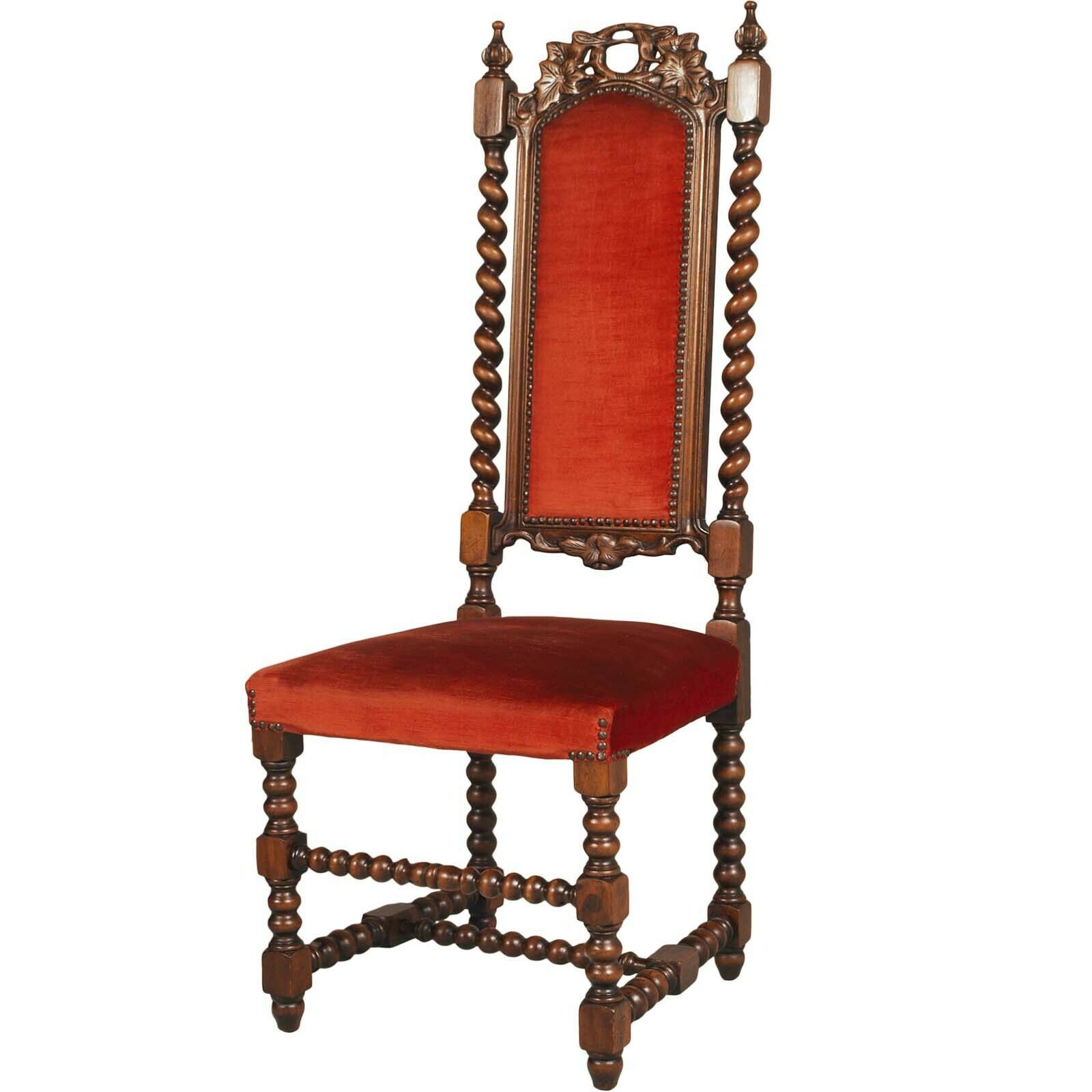 Pair 19th Century Venetian Hight Back Hall Chairs By Atelier Cadorin, Walnut , Hand Carved photo 12900.0
