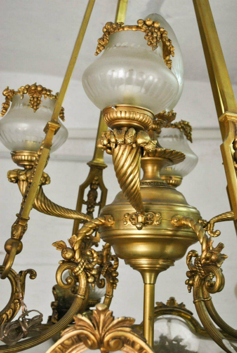 Huge Chandelier In Bronze And Glass, 20th Century photo vinterior