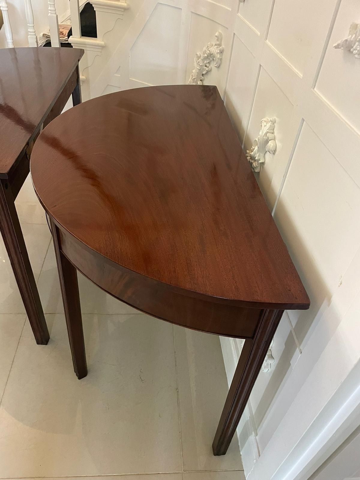photo furniture Pair Of Quality Figured Mahogany Antique 18th Century Demi Lune Console Tables