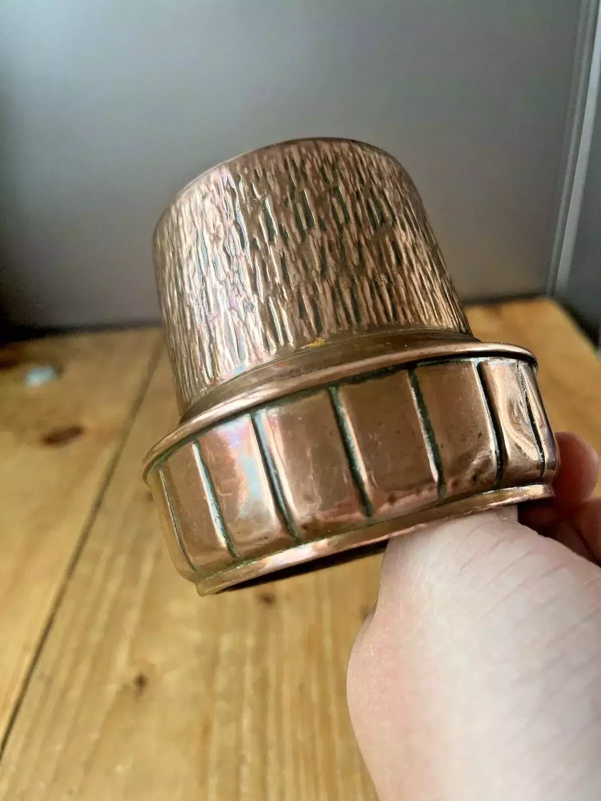 photo for sale Small Antique Arts & Crafts Copper Acorn Textured Planter Flower Herb Plant Pot