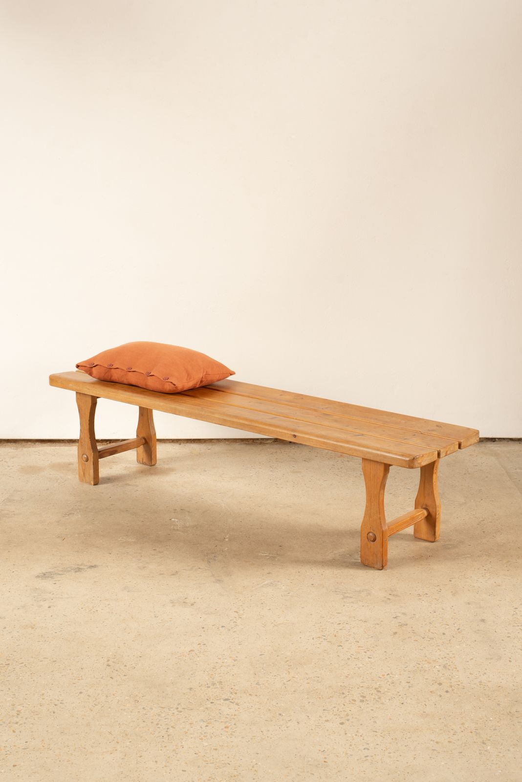 Mid Century Slatted Pine Bench France C1960