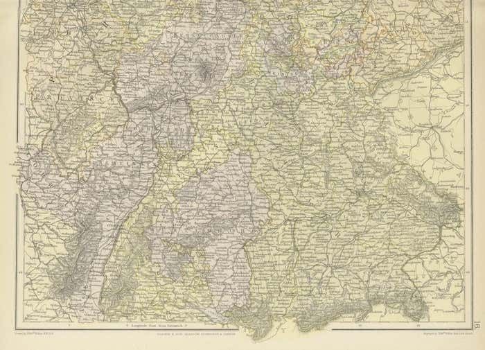 Antique Map Of The German Empire (West Sheet), 1882 photo for sale