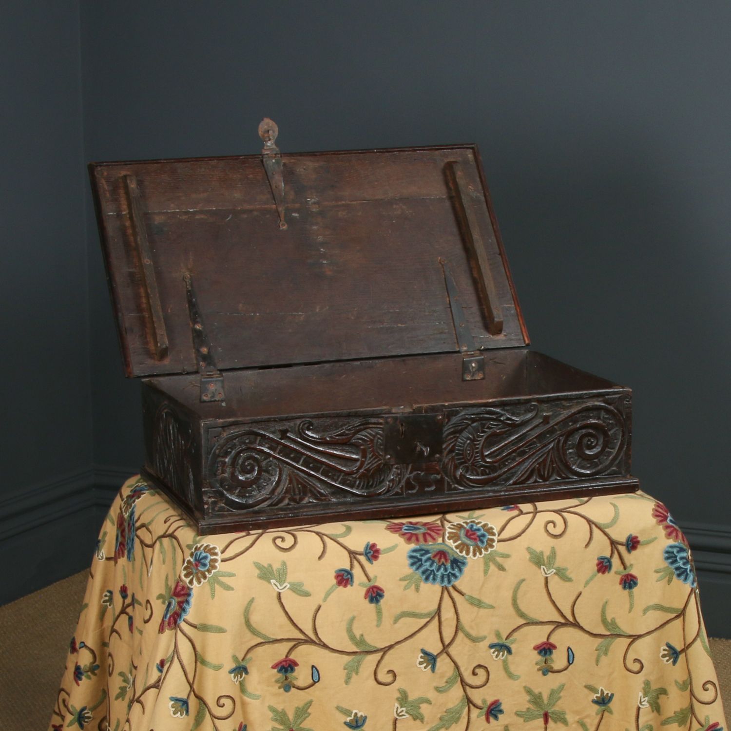 photo buy English 17th Century Charles II Oak Carved Bible Box  (Circa 1680)