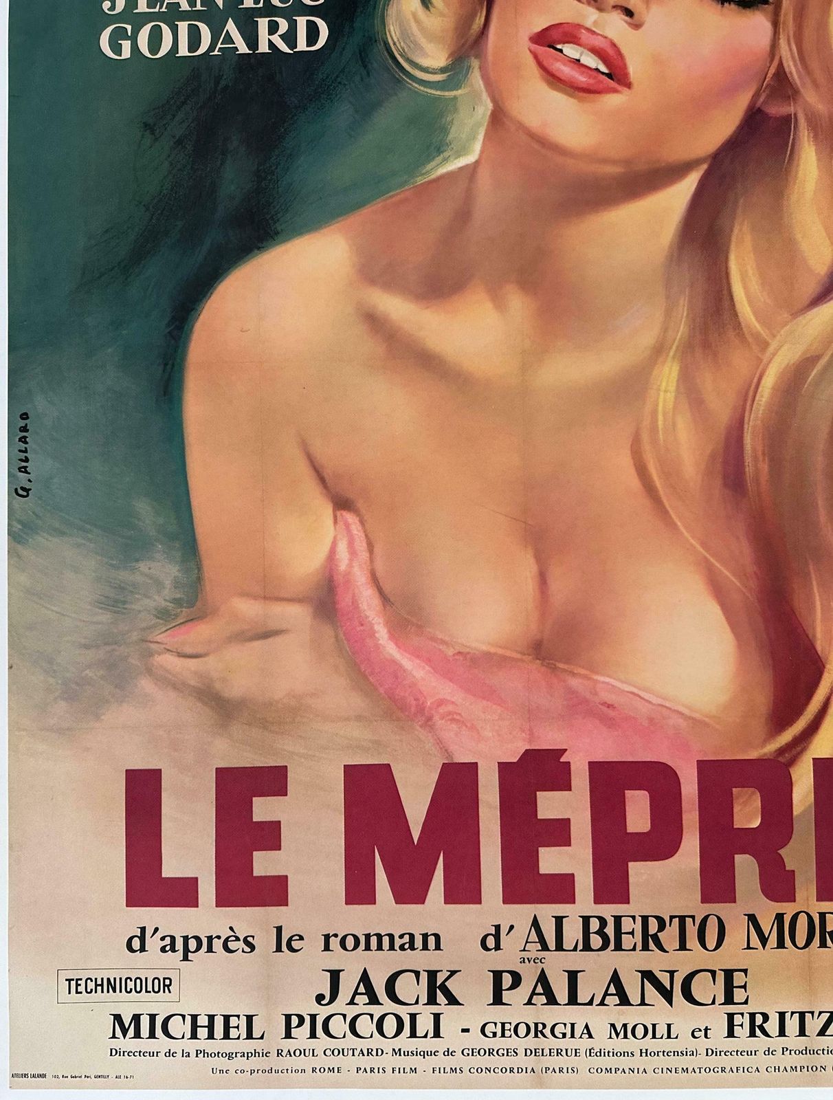 Le Mepris 1963 French Grande Film Poster, Georges Allard photo 6500.0