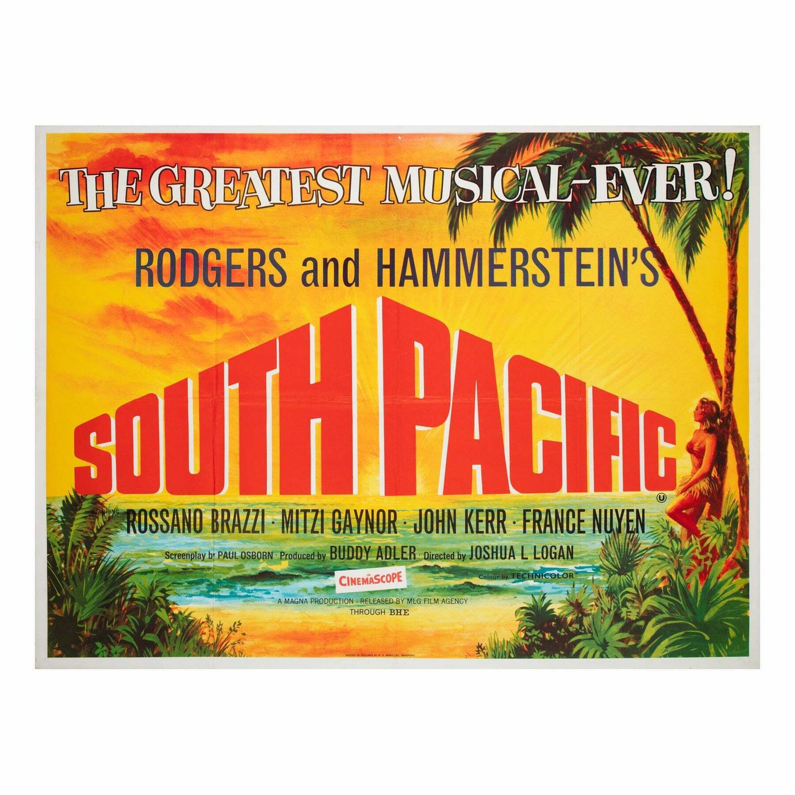 South Pacific R1960s Uk Quad Film Poster, Tom Chantrell