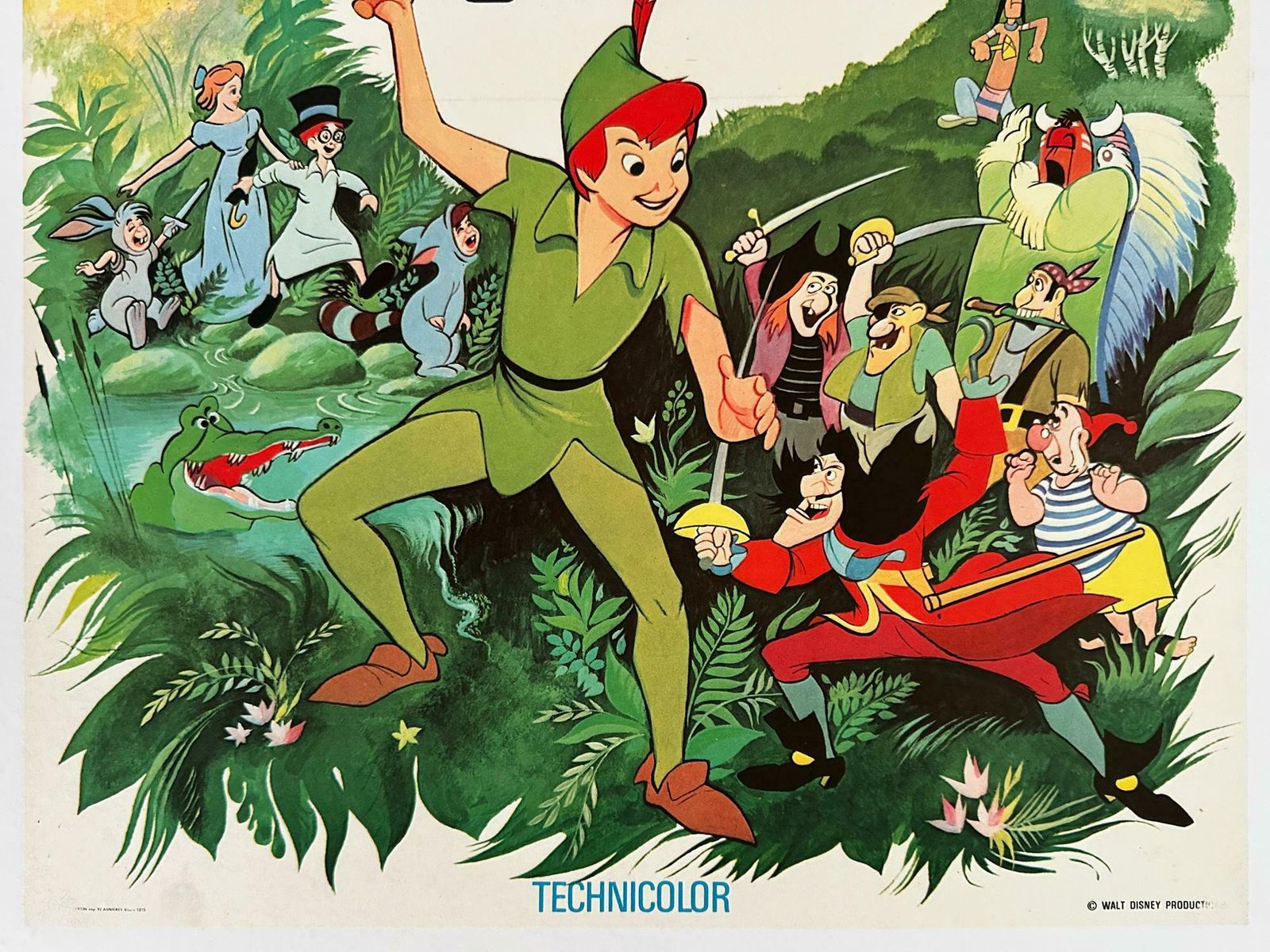 Peter Pan 1970s French Petite Film Movie Poster, Disney photo Art