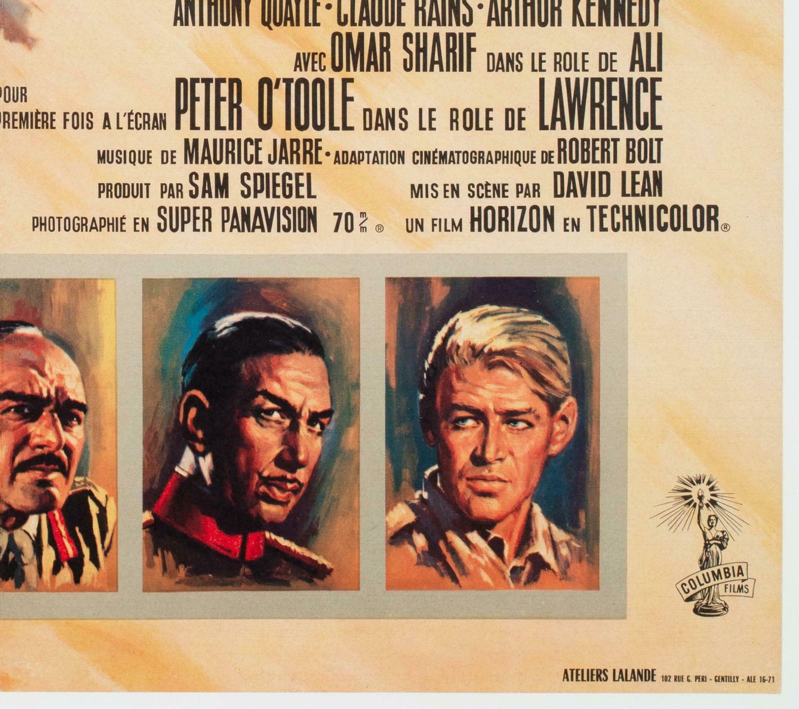 Lawrence Of Arabia 1963 French Moyenne Film Poster photo vintage