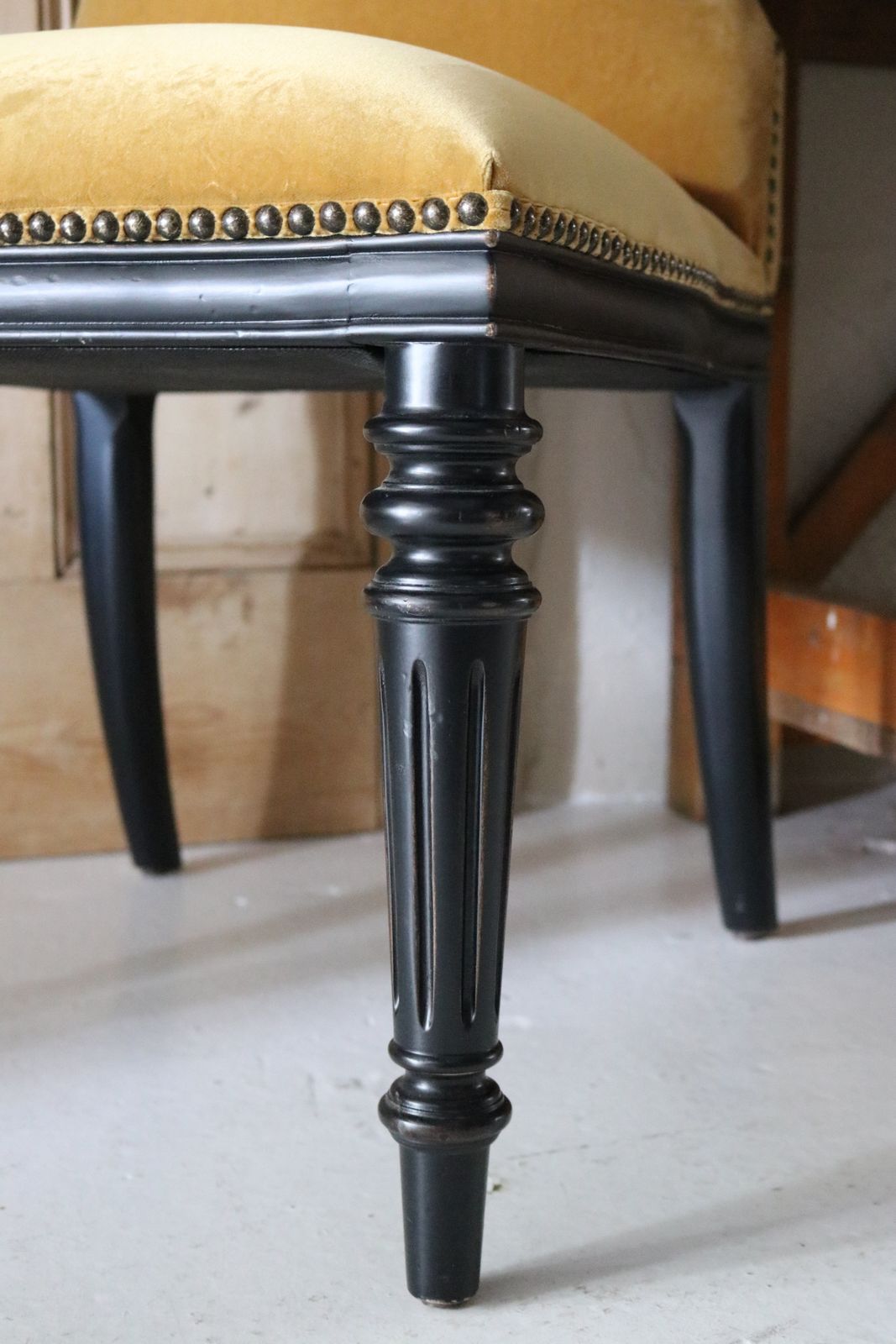 4 X India Jane Gold Velvet Dining Chairs photo vinterior