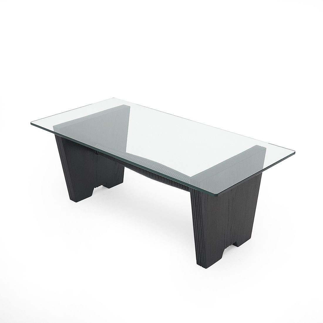 Coffee Table With Glass Top And Black Stained Wood Structure, 1930s photo for sale