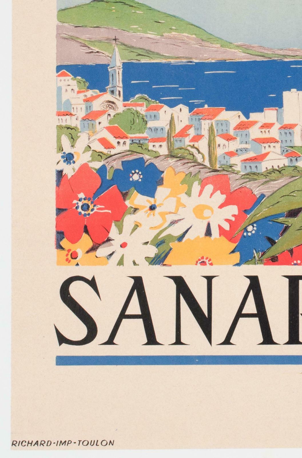 Cote D'azur Sanary Sur Mer 1950s Travel Advertising Poster photo 975.0
