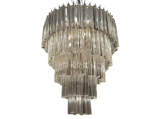 Extra Large Murano Glass Triedri Prism Chandelier 1970’s