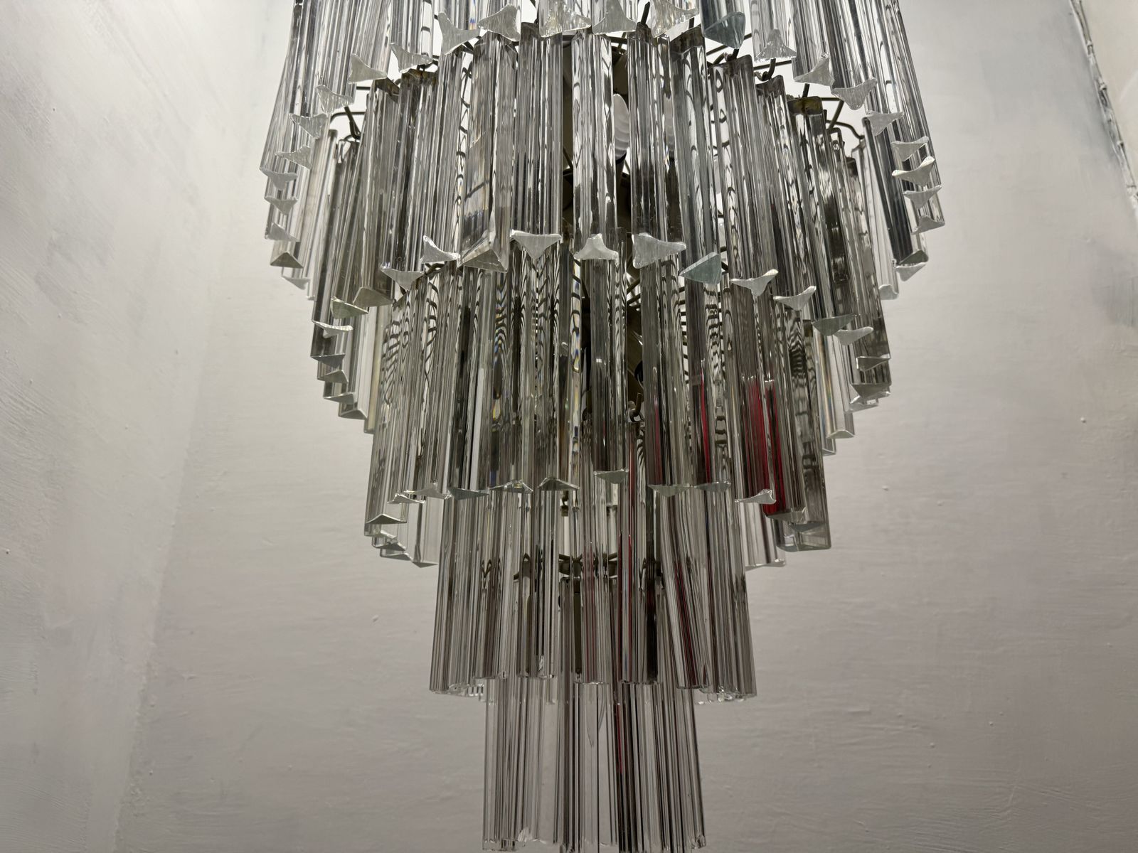 photo furniture Extra Large Murano Glass Triedri Prism Chandelier 1970’s