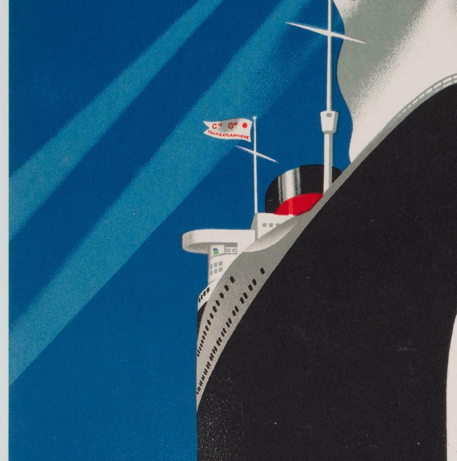 Cie Gle Transatlantique 1950s French Line Travel Poster, Paul Colin photo 1170.0