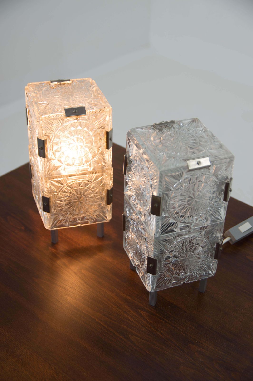 Set Of Two Glass Table Lamps By Kamenicky Senov, 1970s photo vinterior
