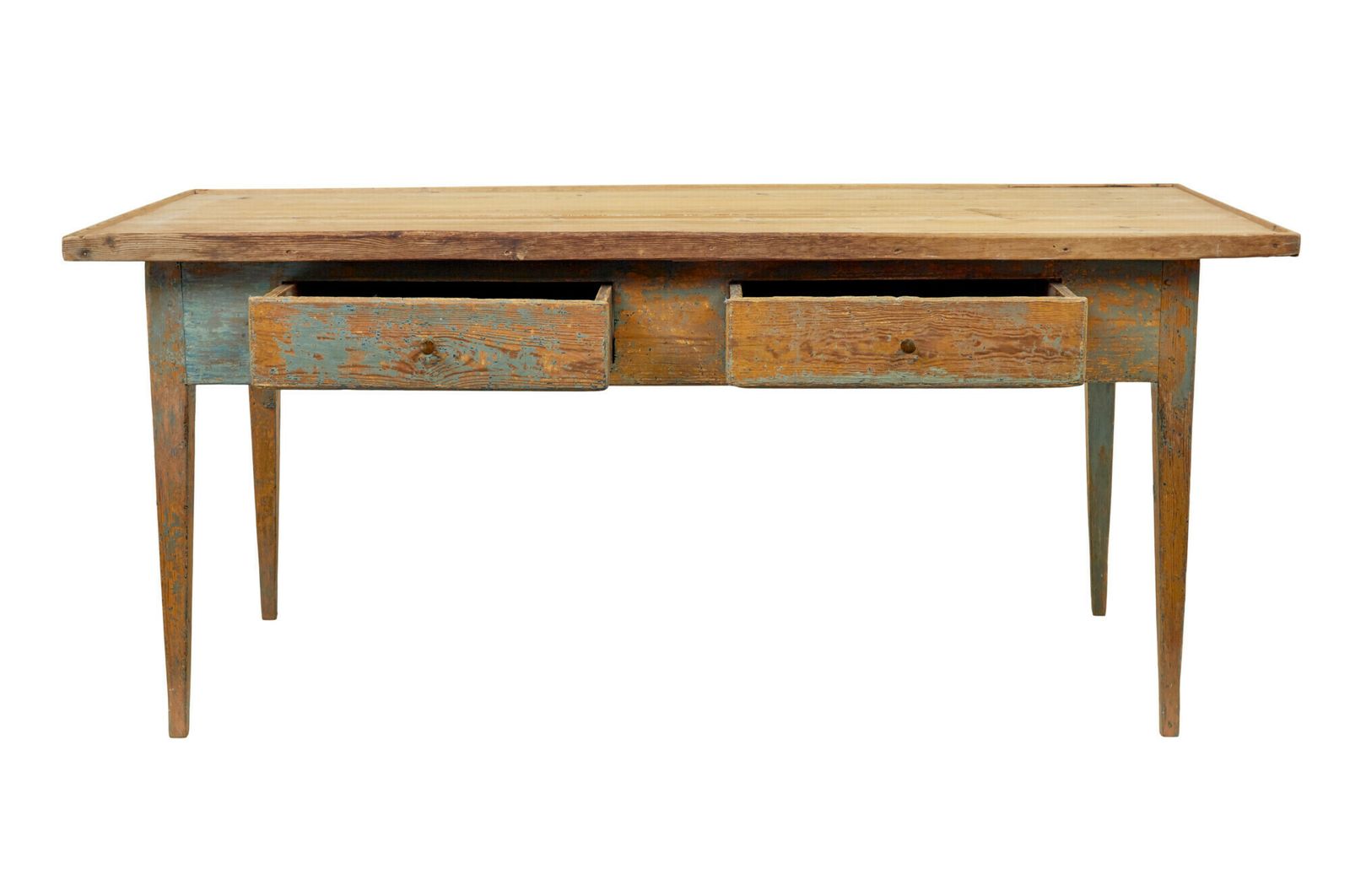 Mid 19th Century Original Paint Swedish Pine Bakers Table photo vintage
