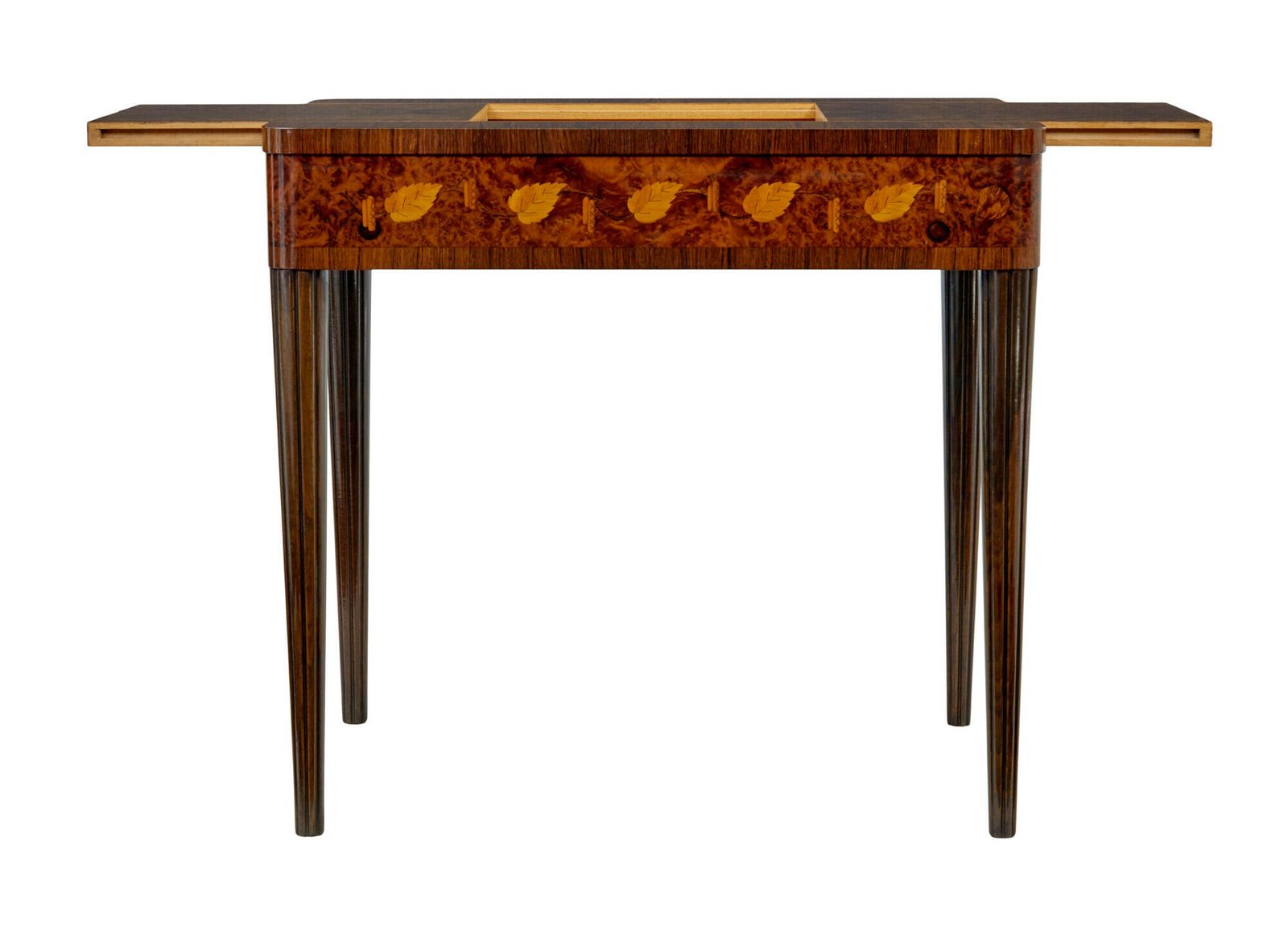 Mid Century Walnut And Birch Inlaid Metamorphic Work Table photo vintage