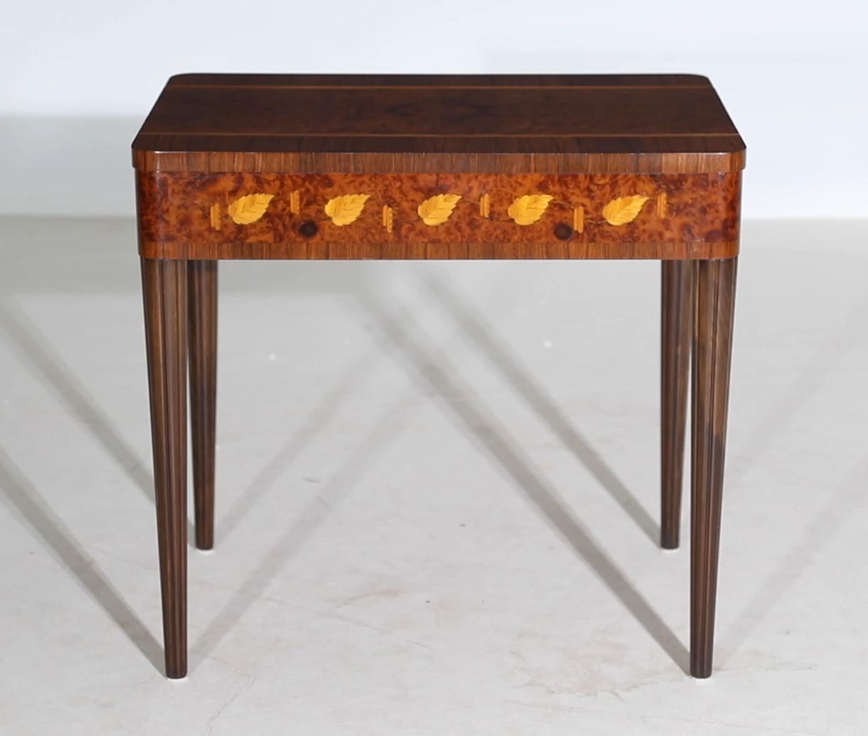 Furniture Mid Century Walnut And Birch Inlaid Metamorphic Work Table photo