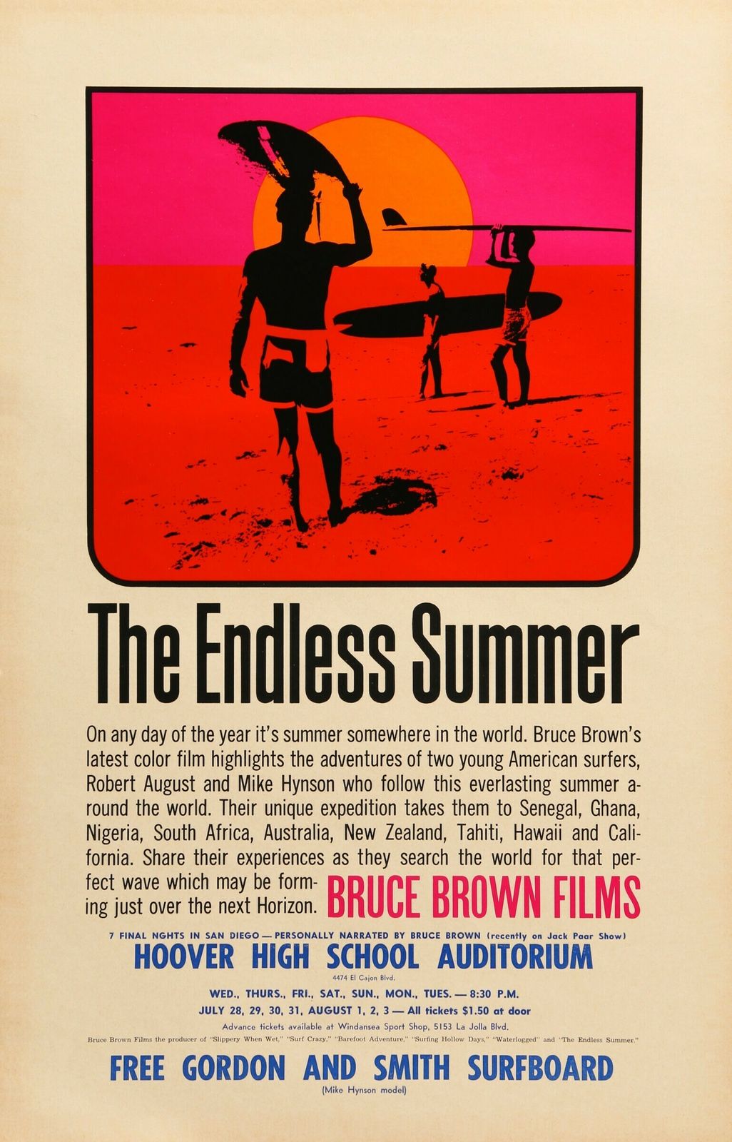 'The Endless Summer' Original Us Film Poster By John Van Hamersveld, 1965