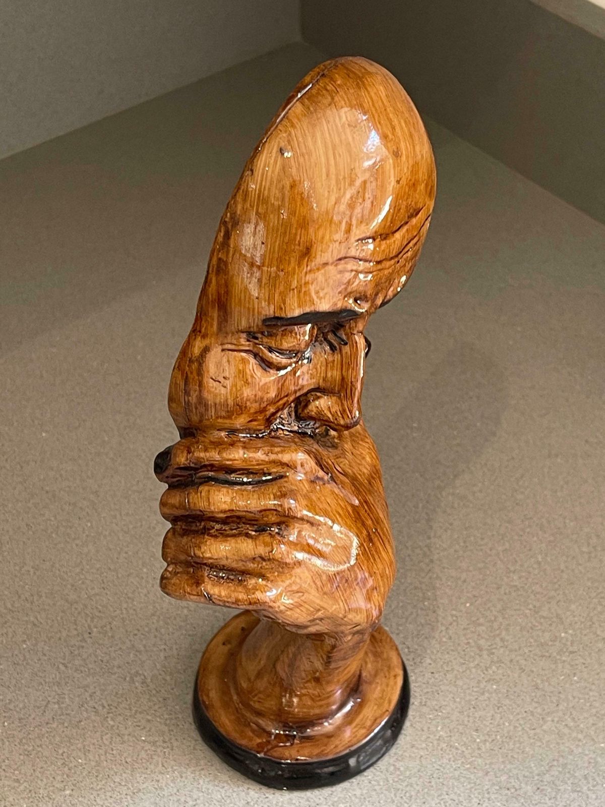 photo vinterior Wooden Sculptures Book End Set Of 3 Thinking Decorative Figurine Of Book Holders