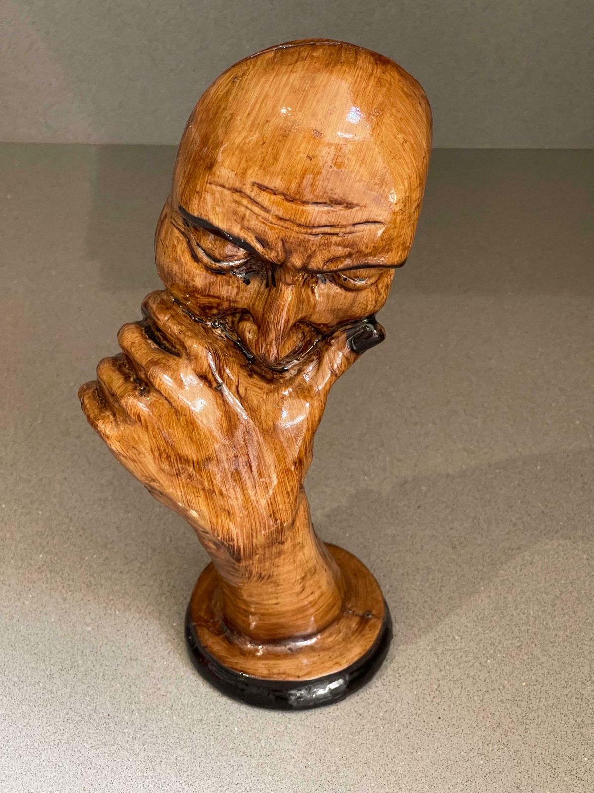 photo vintage Wooden Sculptures Book End Set Of 3 Thinking Decorative Figurine Of Book Holders