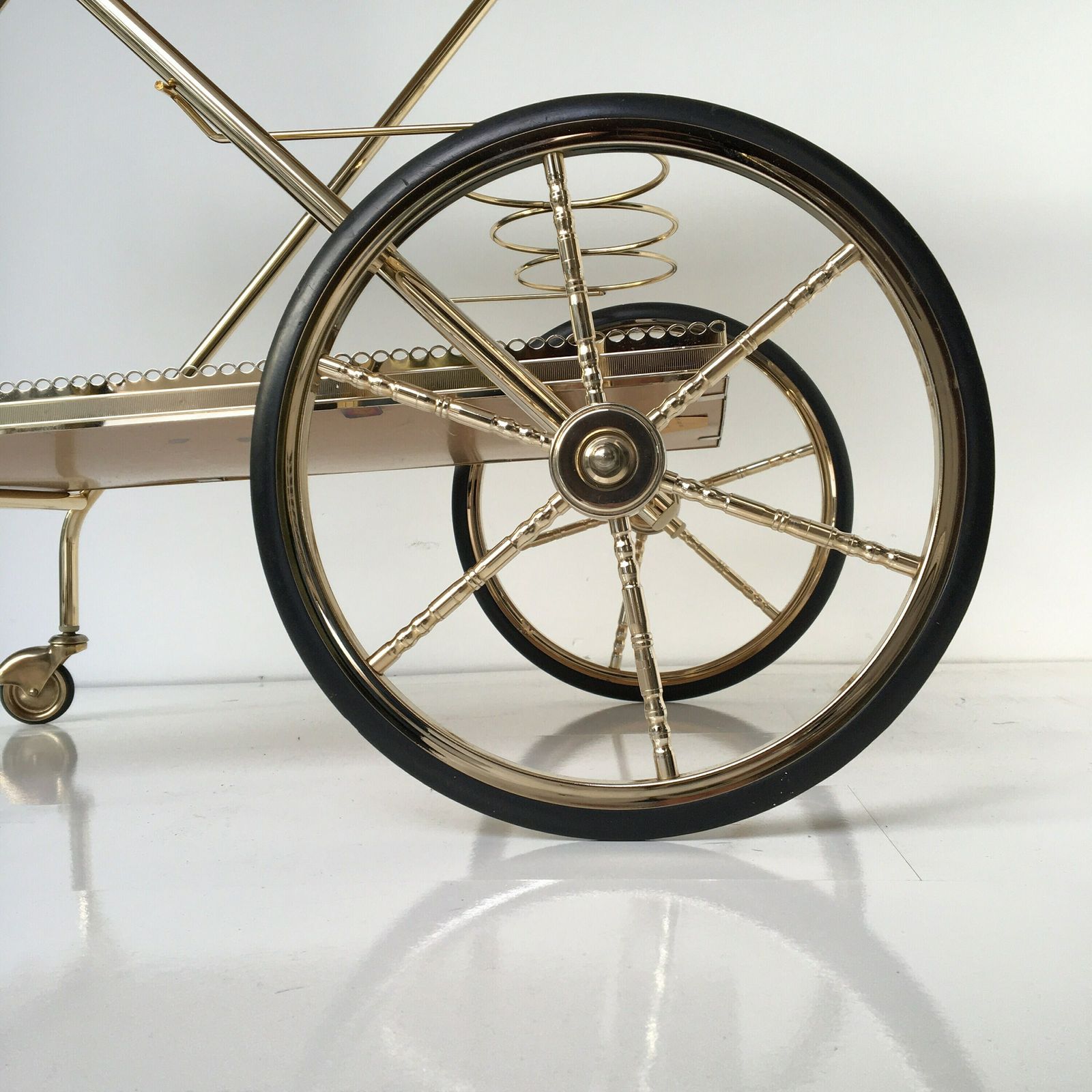 Bar Cart Maison Jansen | Polished Brass And Gold Plated | Antique Mirror Glass photo buy