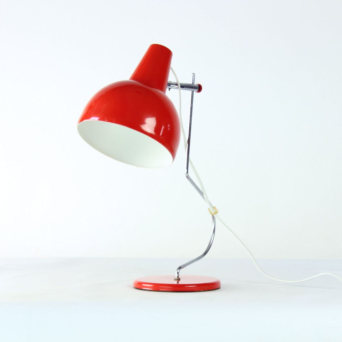 photo for sale Midcentury Lidokov L193 Table Lamp By Josef Hurka In Red Metal, Czechoslovakia 1960s