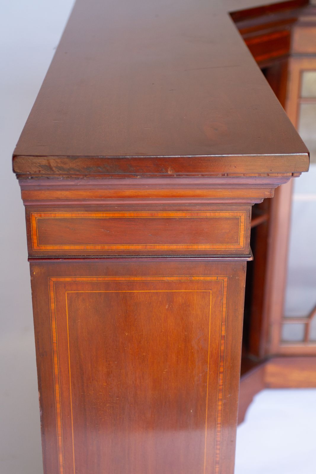Edwardian Inlaid Mahogany L Shaped Corner Cabinet photo Furniture