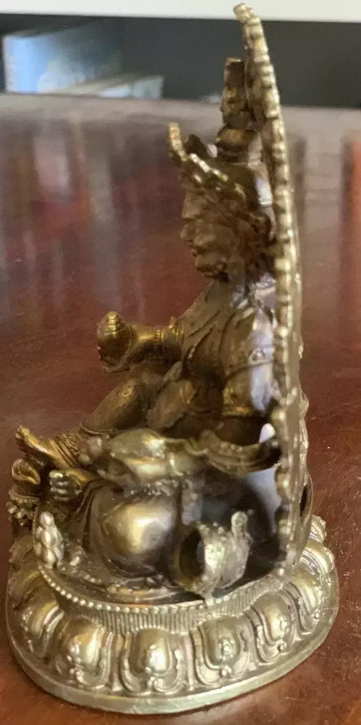 A Small Gilded Metal Statue Of The Tibetan Bodhisattva Kubera The God Of Wealth. photo Art
