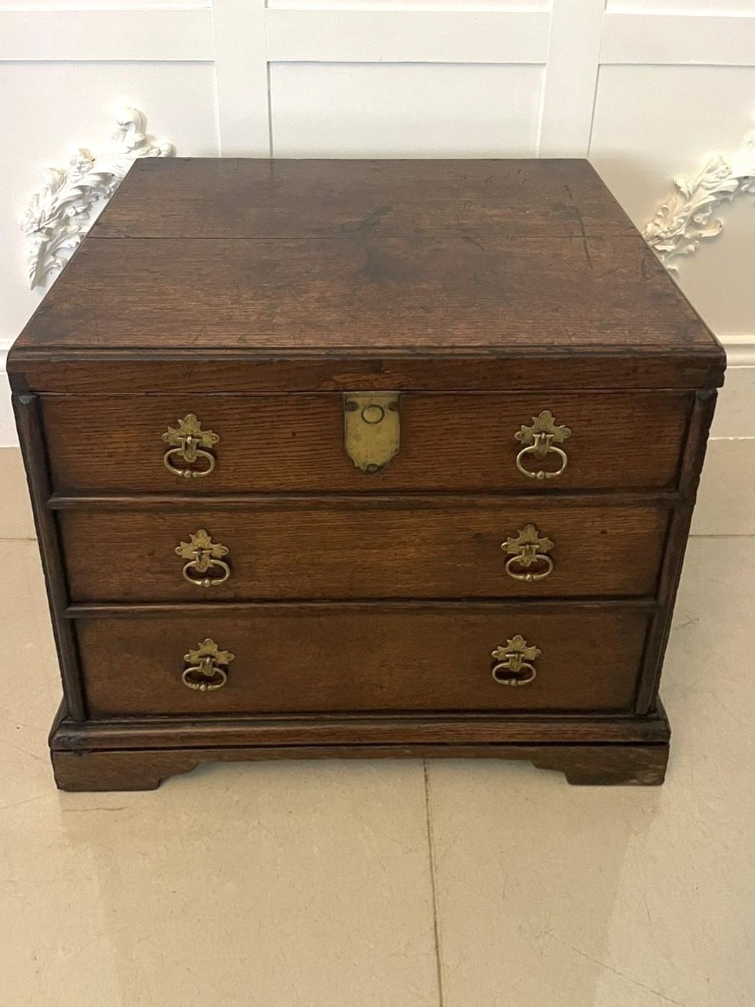 Antique Early 18th Century Quality Oak Box Chest