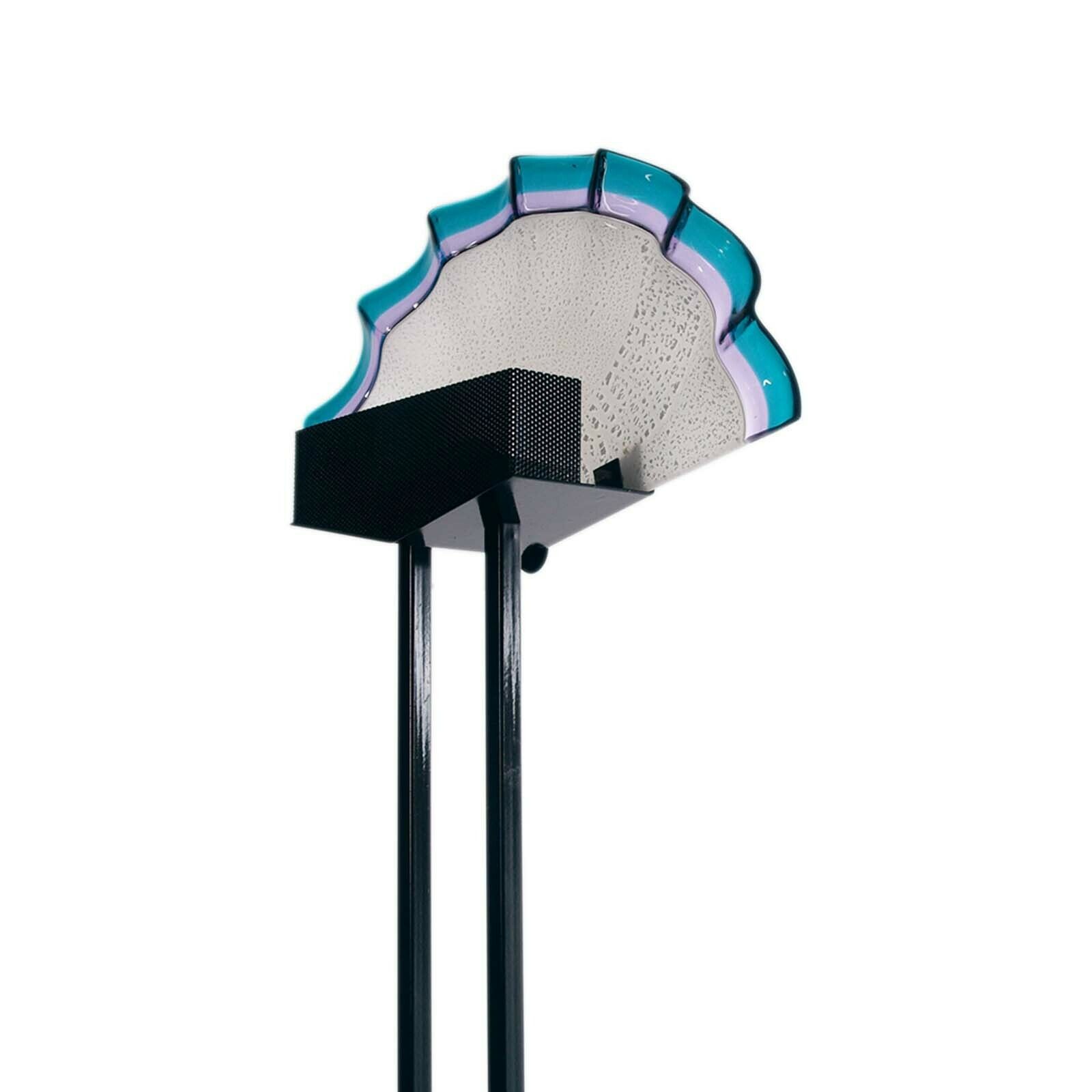 Mid Century Floor Lamp Art Decò Style By Av Mazzega Laquered Steel Murano Glass photo for sale