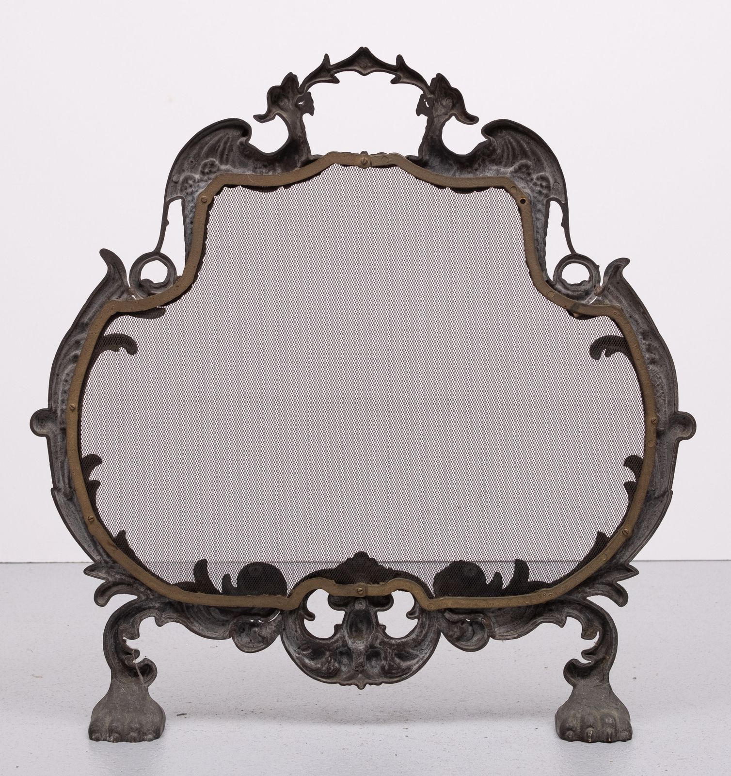 Antique Bronze Firescreen 1880s England photo vinterior
