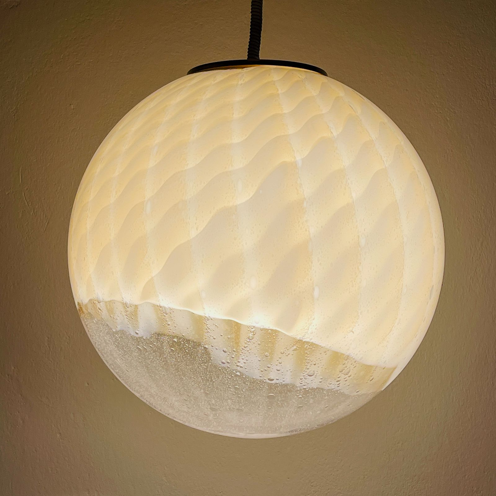 Vintage Large Murano Ball Pendant Lamp By Veart, Italy 1970s