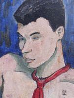 'Portrait Of A Young Man In A Red Tie' French School (1956) photo Art
