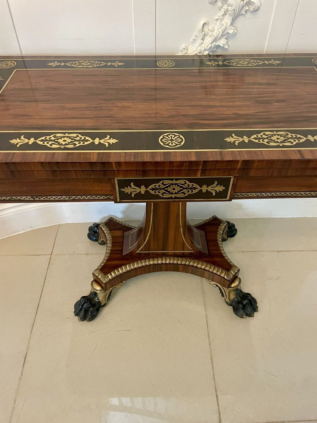 Magnificent Quality Antique George III Rosewood Brass Inlaid Side Table By George Bullock photo vintage