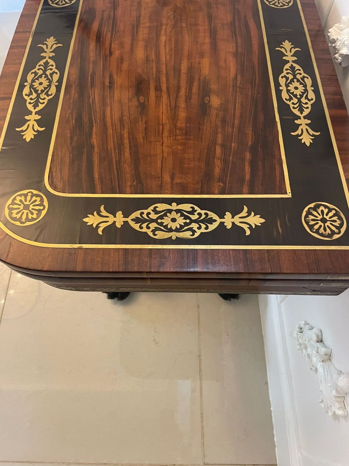 photo for sale Magnificent Quality Antique George III Rosewood Brass Inlaid Side Table By George Bullock